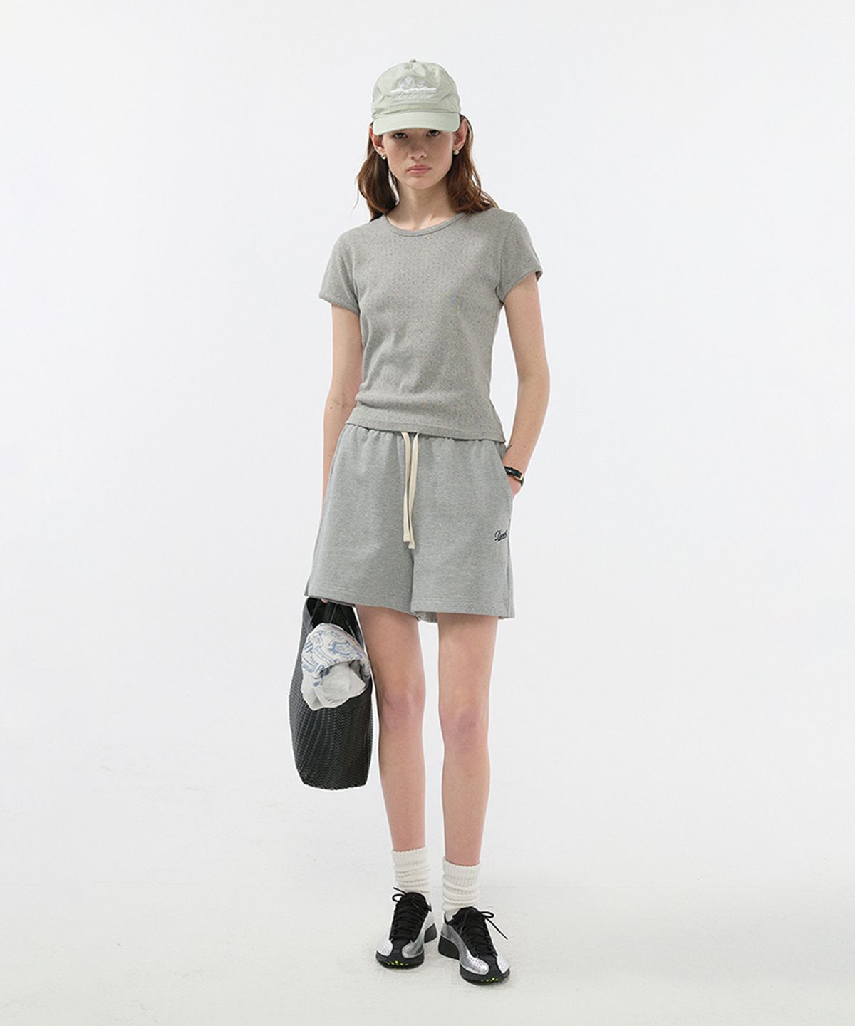 던스트(DUNST) UNISEX CLASSIC SWEAT SHORTS_UDPA5B122_MELANGE GREY