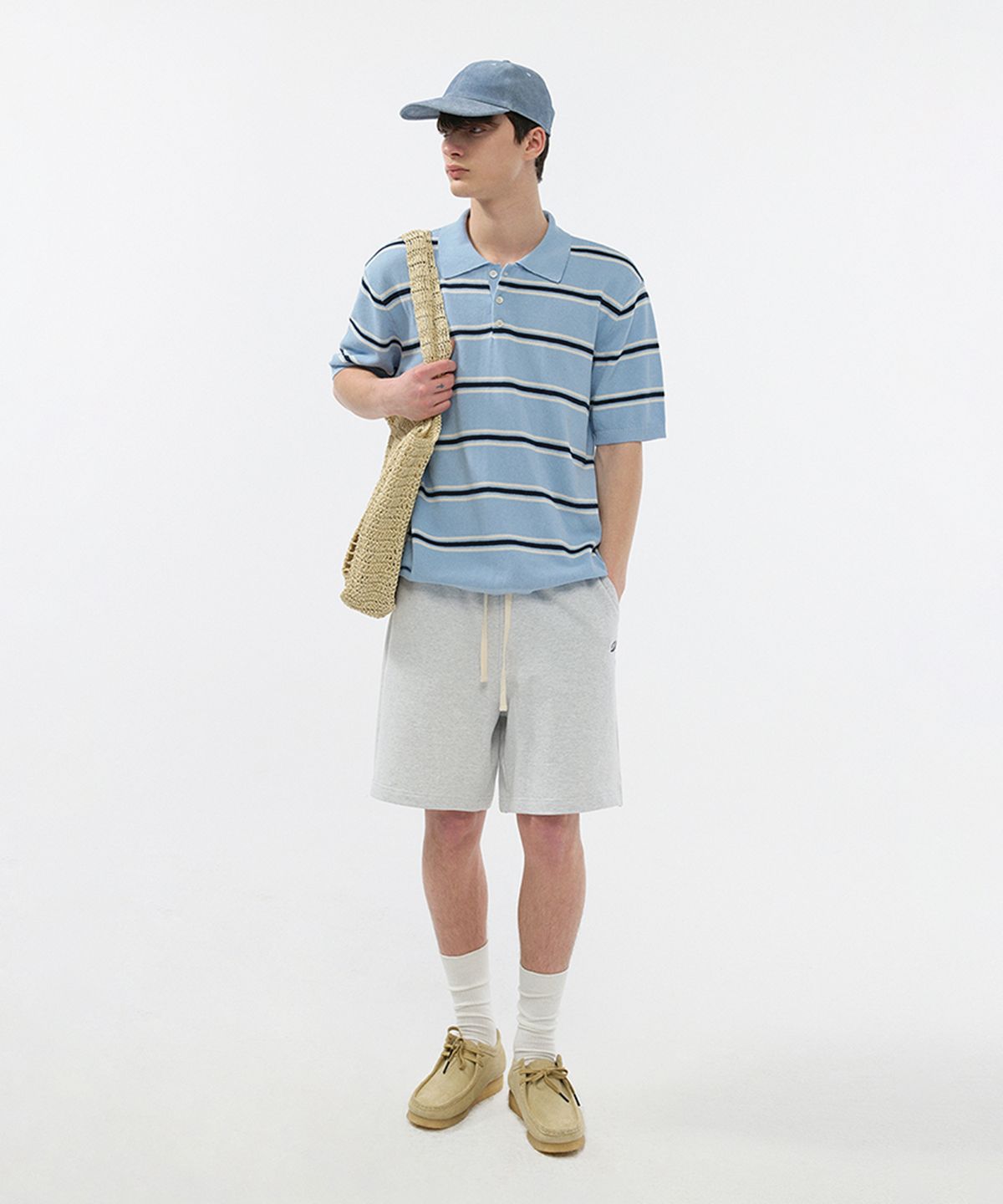 던스트 포 맨(DUNST FOR MEN) CLASSIC SWEAT SHORTS_UNISEX_UDPA5B122_LIGHT MELANGE GREY