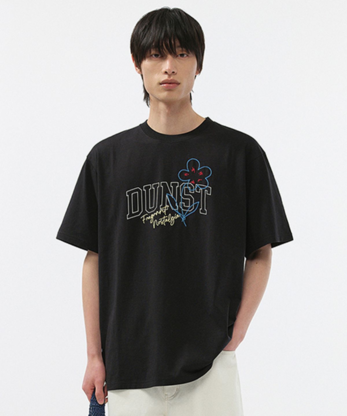던스트 포 맨(DUNST FOR MEN) DRAWING BLOOM T-SHIRT _UNISEX_UDTS5B126_BLACK