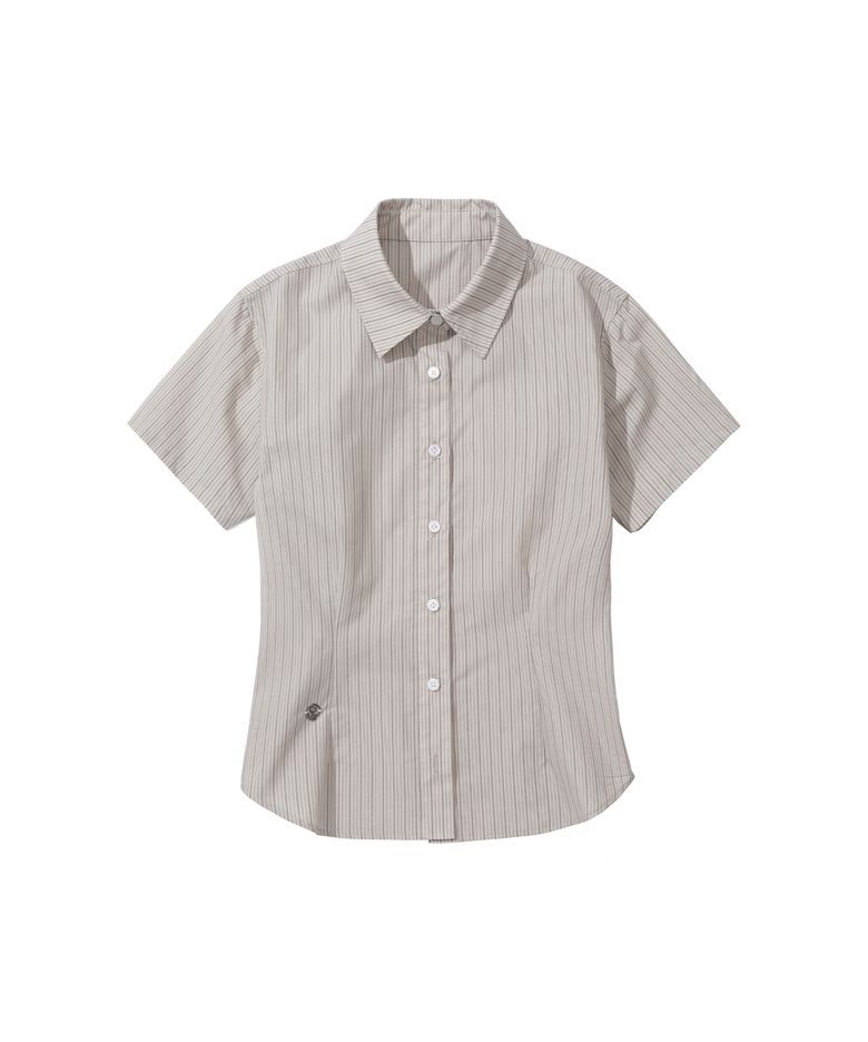 W. Stripe Slim Half Shirt [BEIGE]_SEWSH001BEIGE