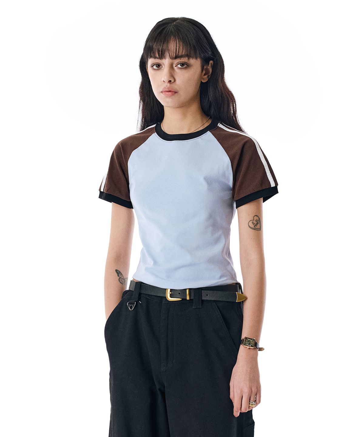 세컨모놀로그(SECONDMONO) W. Raglan Short Sleeve Color Ringer Tee [SEBLUE]_SEWTS004SEBLUE