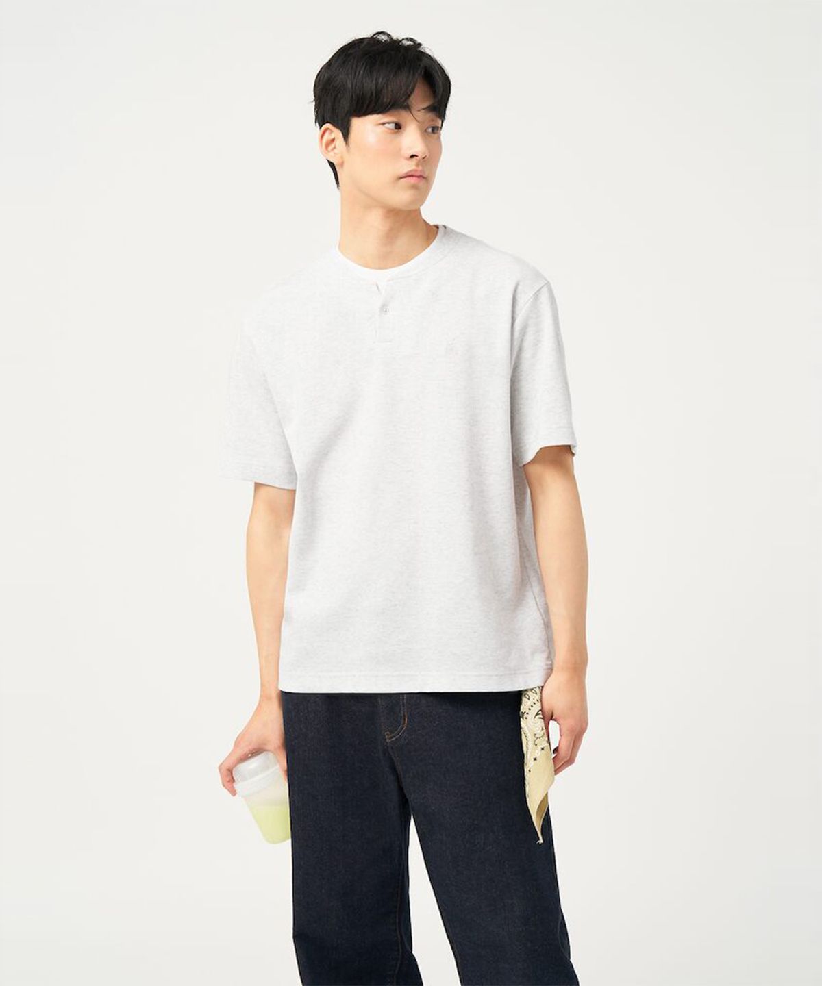 빈폴 멘(BEANPOLE MEN) 레이어드 라운드 반소매 티셔츠  아이보리 (BC5342C110)