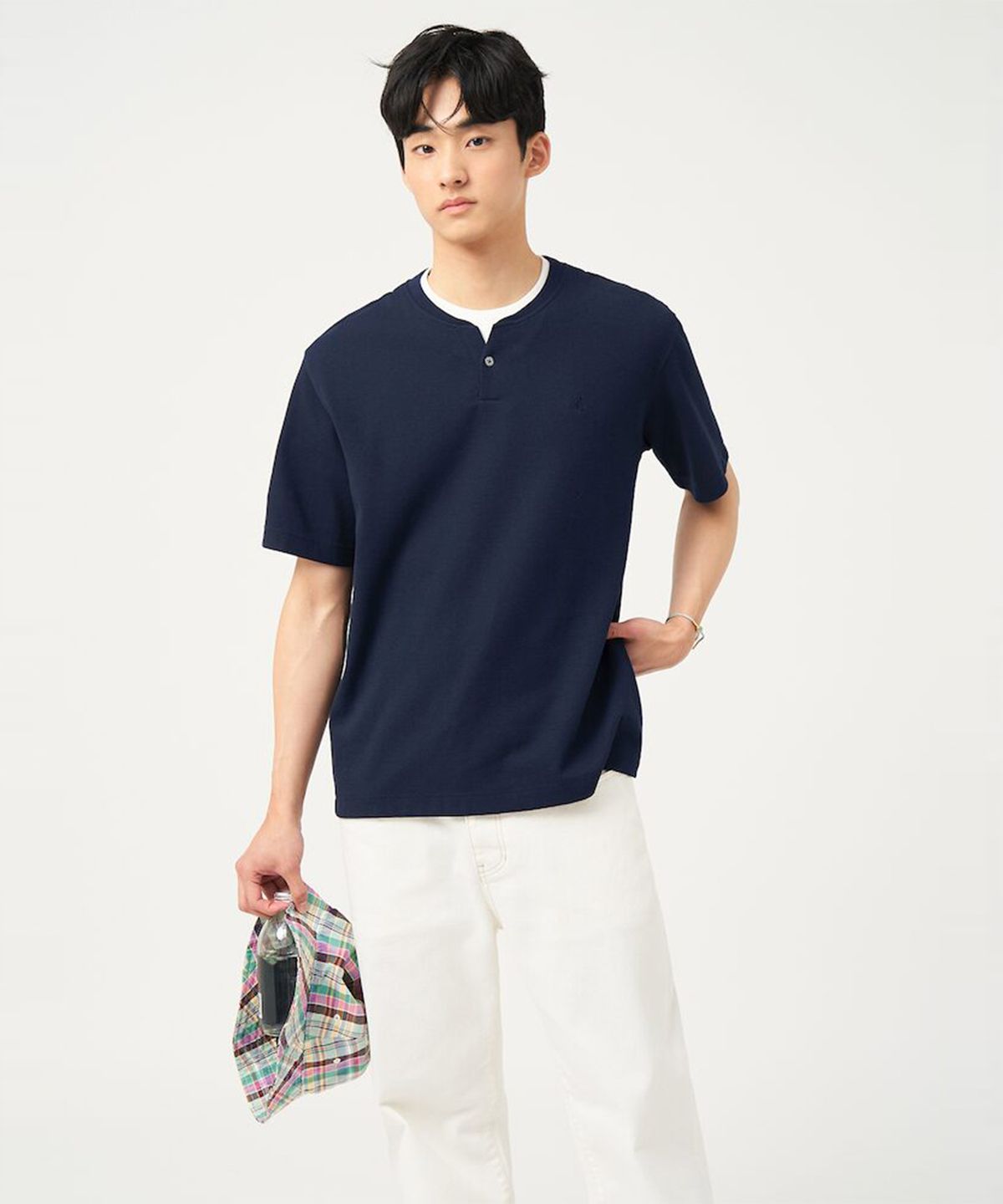 빈폴 멘(BEANPOLE MEN) 레이어드 라운드 반소매 티셔츠  네이비