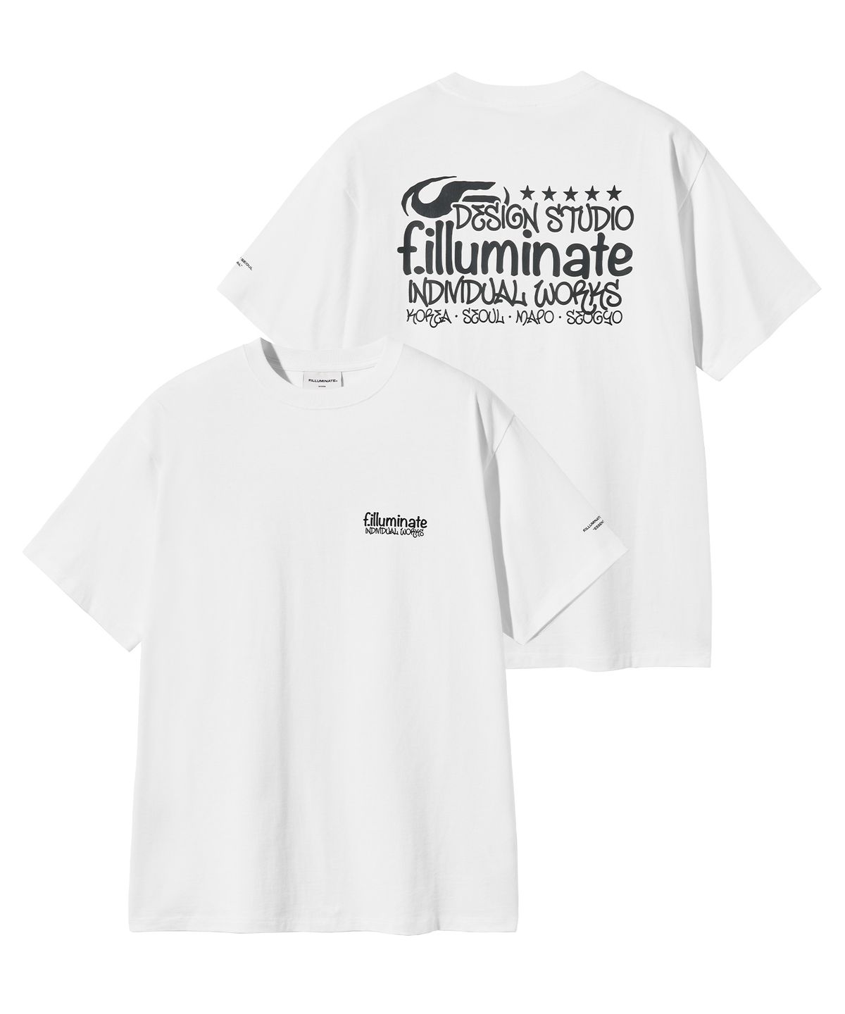 필루미네이트(FILLUMINATE) 너티 백 프린팅 티셔츠-화이트
