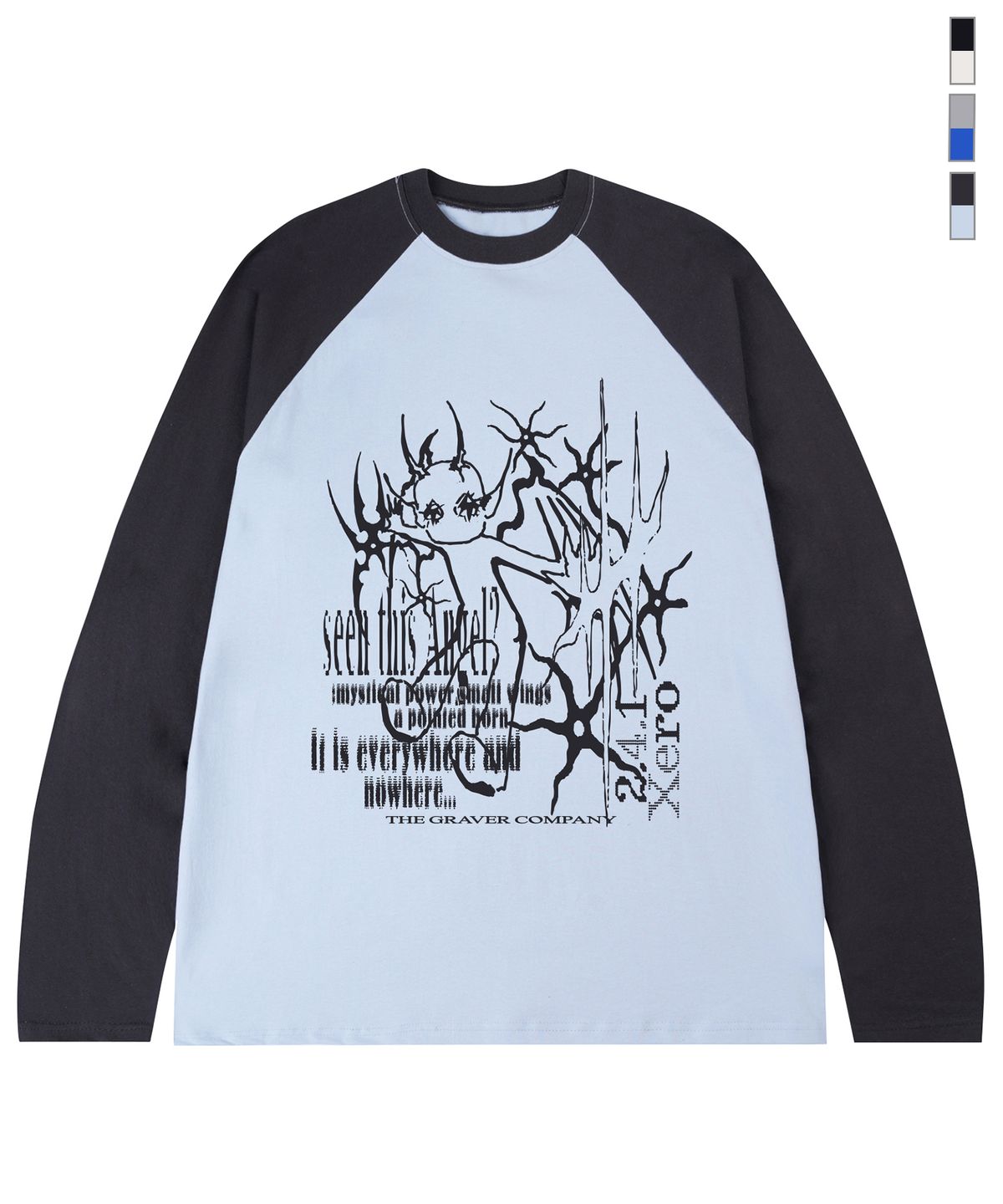 그레이버(GRAVER) [UNISEX]NOWHERE 빈티지 래글런 롱슬리브 티셔츠_3color