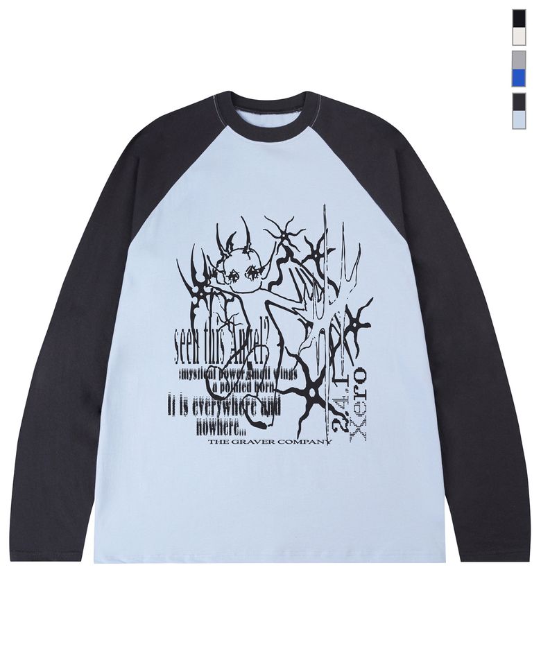 [UNISEX]NOWHERE 빈티지 래글런 롱슬리브 티셔츠_3color