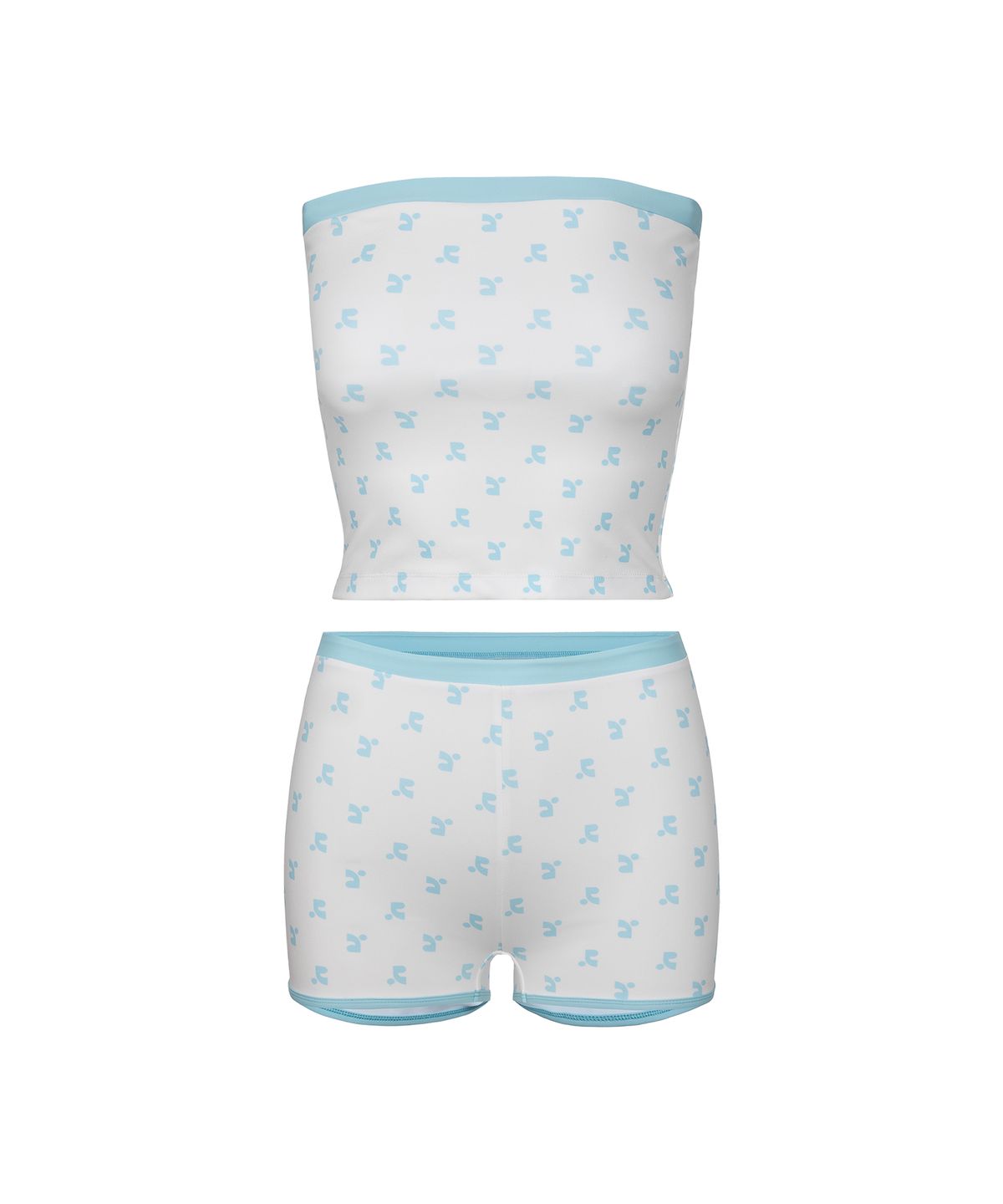 레스트앤레크레이션(REST&RECREATION) LOGO PATTERN TUBE TOP BIKINI - WHITE