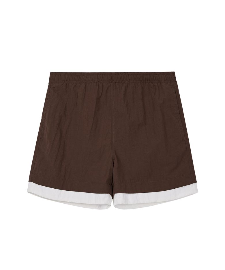 LAYERED SWIM SHORTS - BROWN