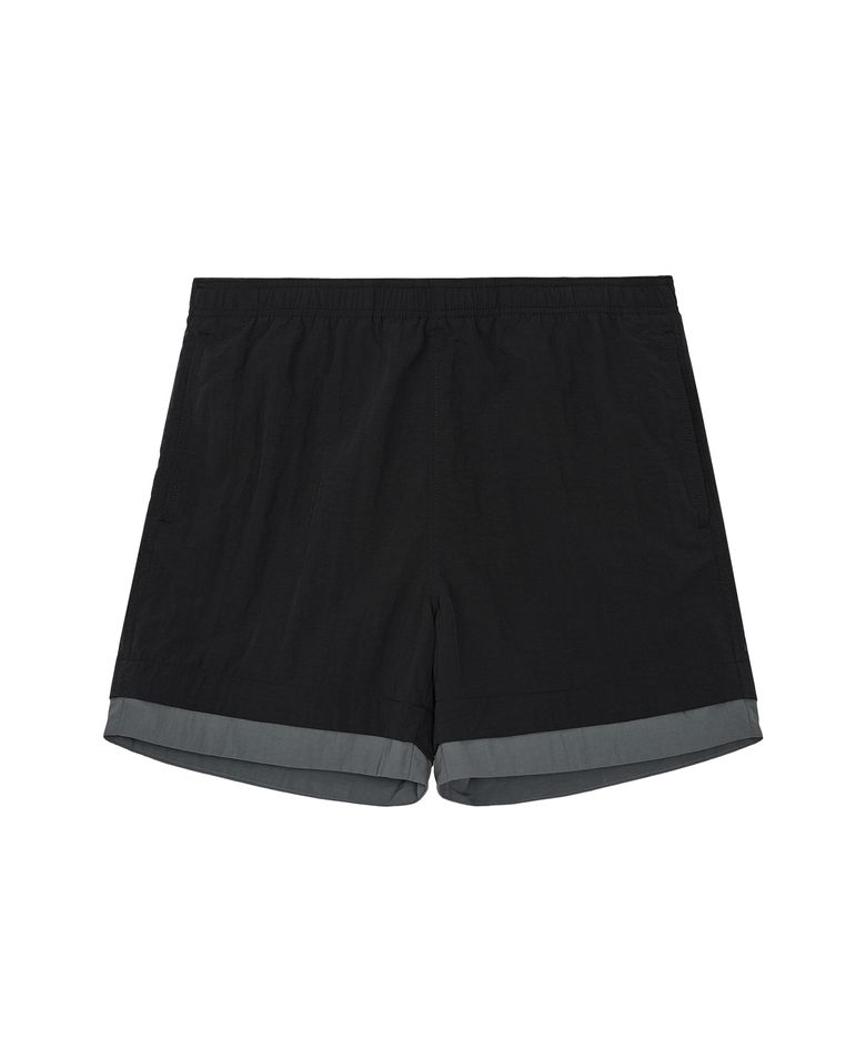 LAYERED SWIM SHORTS - BLACK