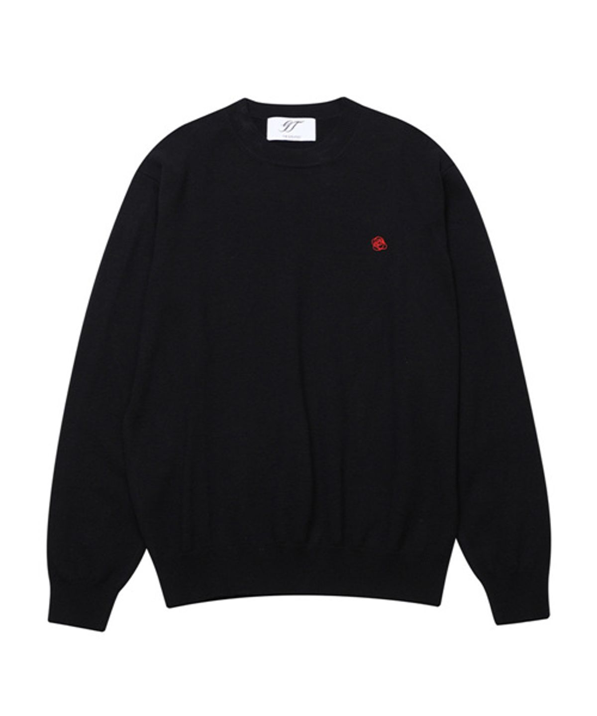 그레이티스트(THE GREATEST) Rose Embroidered Knit Top Black