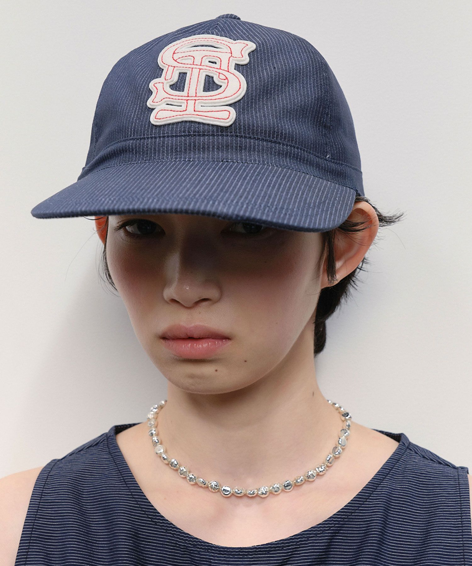 ●typeservice● Patched Wide Brim Cap Navy OSTA03NVF MUSINSA | TYPESERVICE Patched Wide Brim Cap [Navy]
