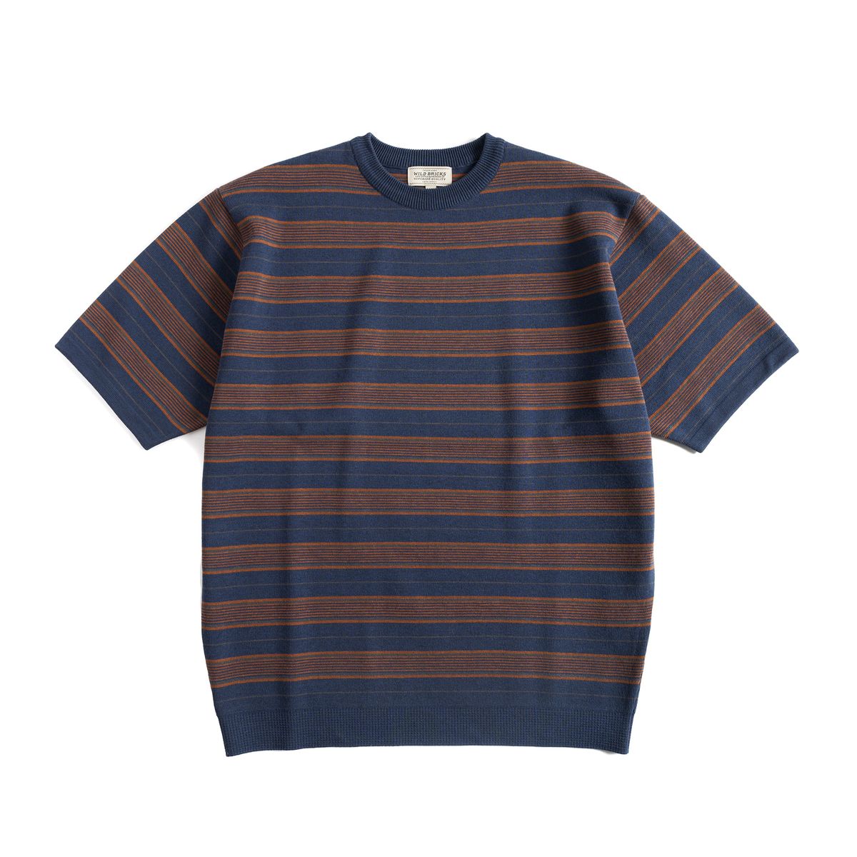 와일드 브릭스(WILD BRICKS) W23 KNITTED STRIPE T-SHIRT (blue&brown)