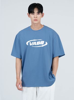 T2504 빈티지로고 오버핏 반팔티 [블루]