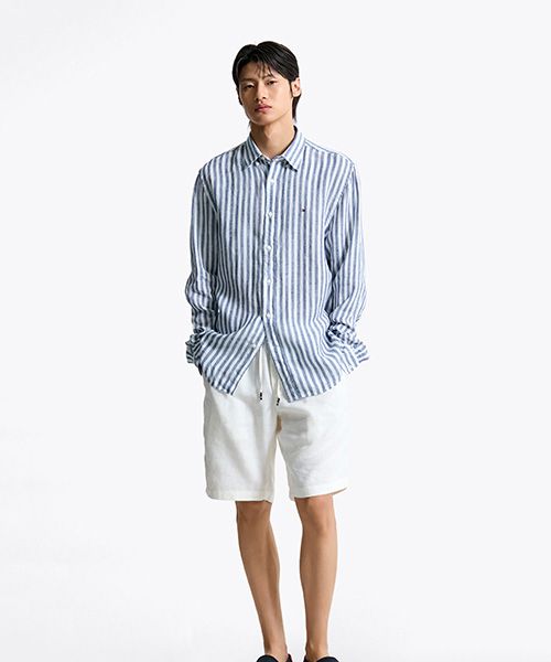 타미힐피거(TOMMY HILFIGER) [Regular fit] 스트라이프 린넨 셔츠 (T12F1WSH170MT10A5 ...