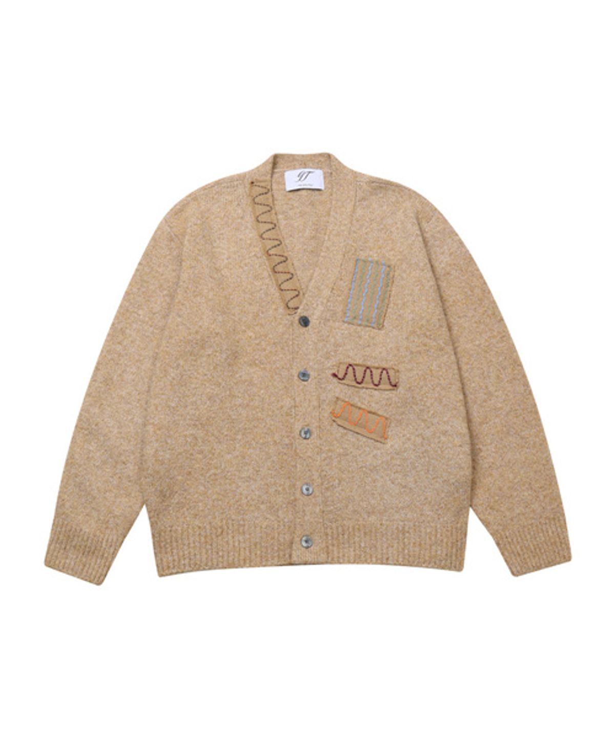 그레이티스트(THE GREATEST) Patchwork Knit Cardigan Beige