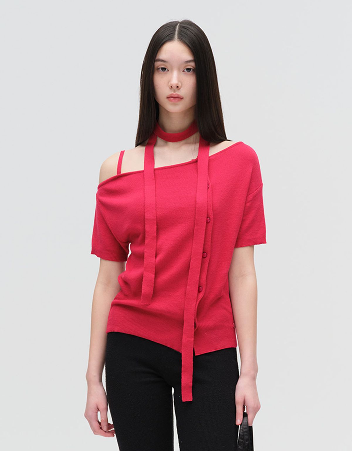 엠엠더블유(MMW) [MMW] OFF SHOULDER KNIT CARDIGAN (RED)