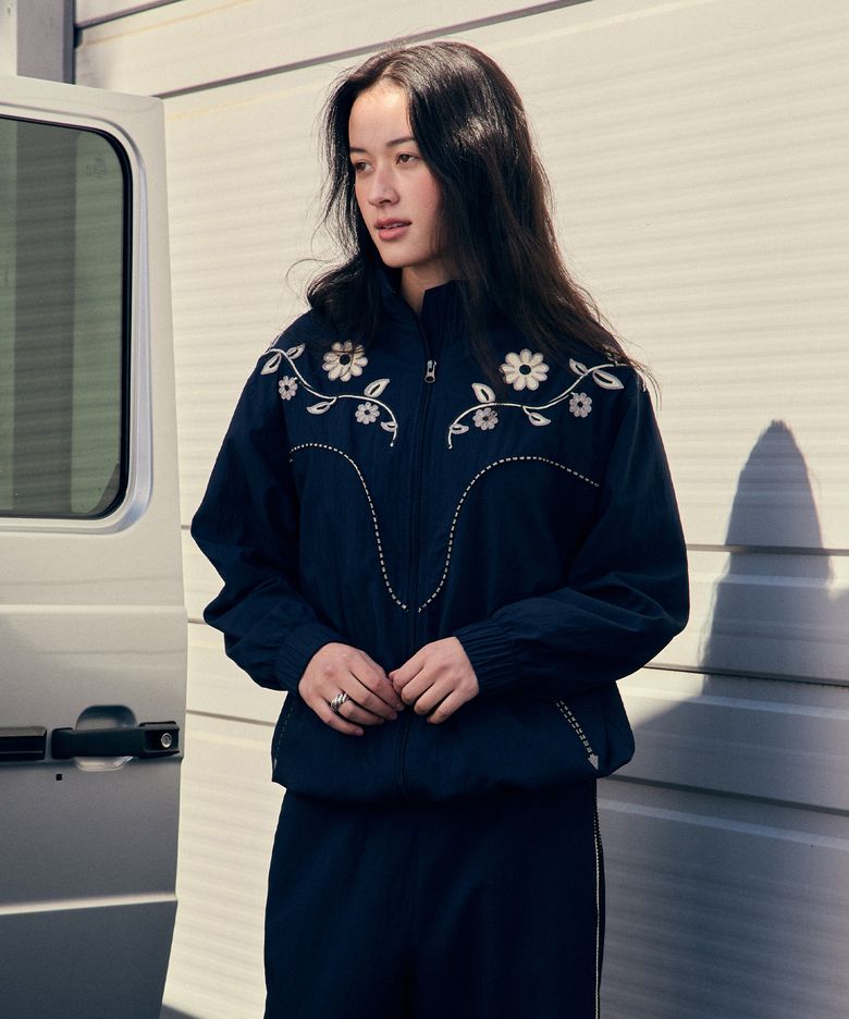 Embroidery Western Windbreaker Navy_F251JK06