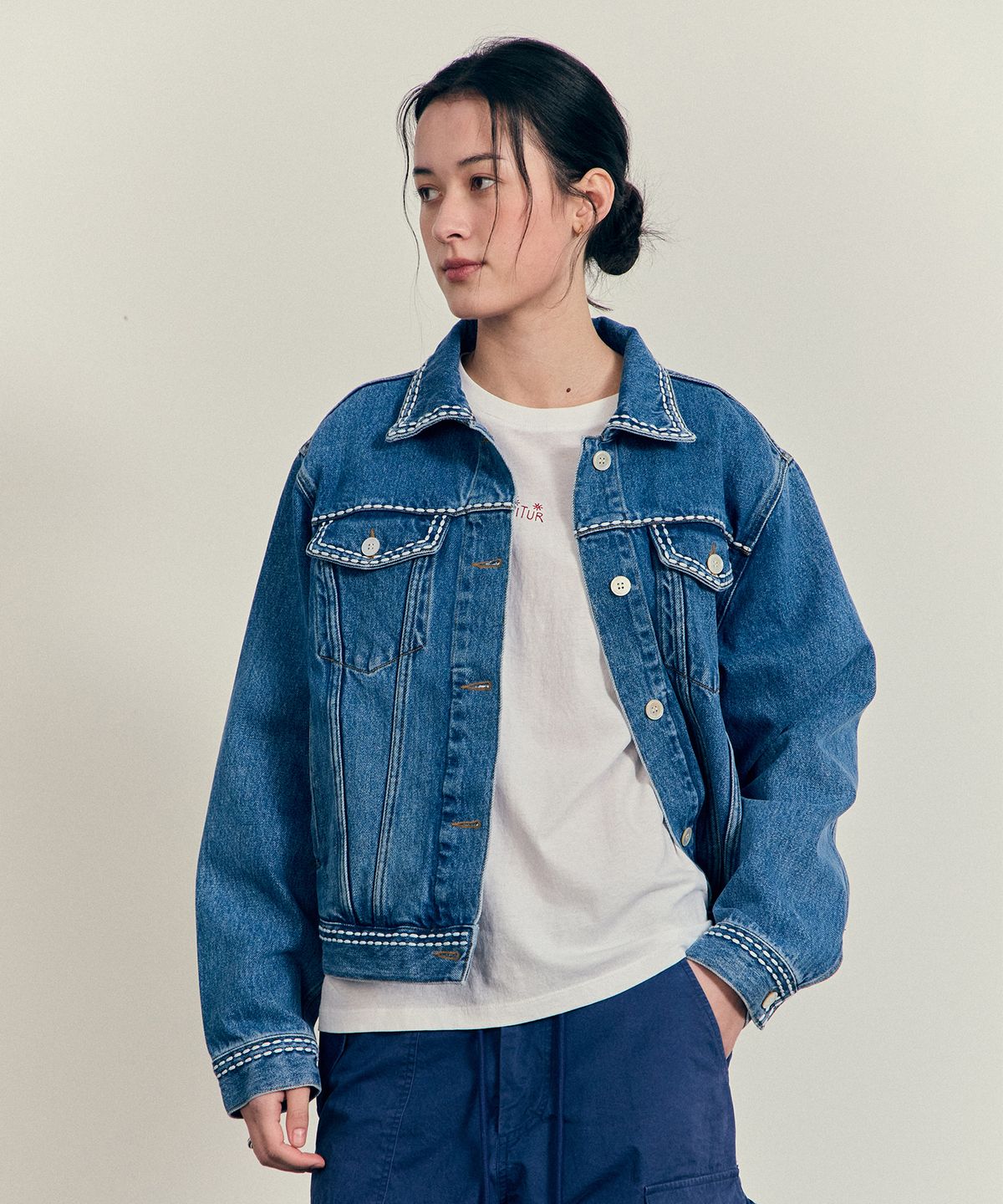 프리터(FRITUR) Stitch Denim Jacket Blue_F251JK03