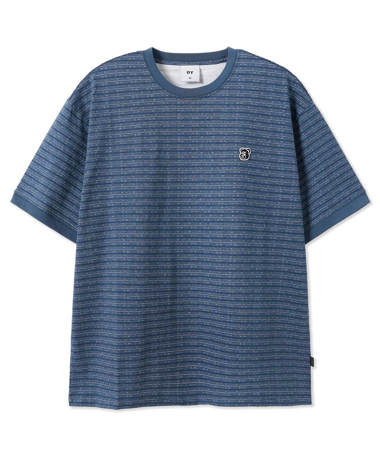 LOGO STRIPE RINGER TEE - NAVY