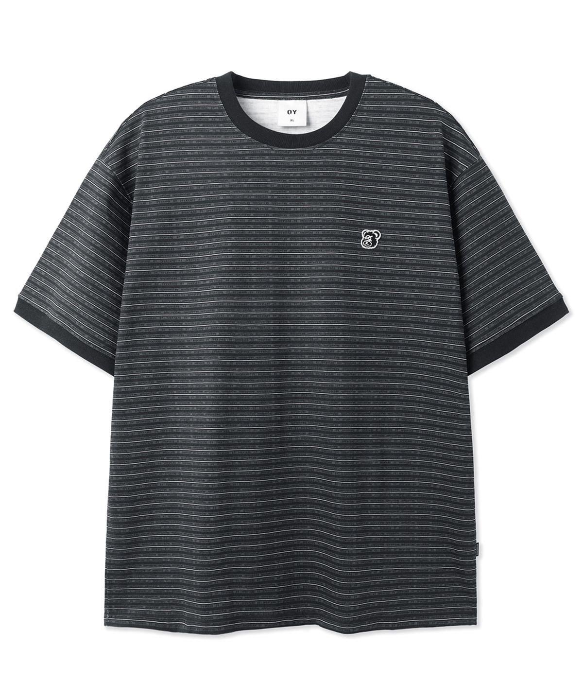 오픈야드(오와이)(OPENYARD(OY)) LOGO STRIPE RINGER TEE - BLACK
