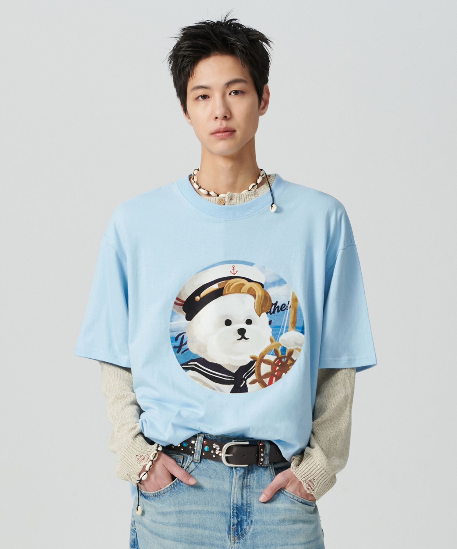 BEYOND CLOSET ♥ ILP Marine Patch Dog 1/2 T-Shirt MUSINSA | BEYOND CLOSET ILP Marine Patch Dog Short Sleeve T