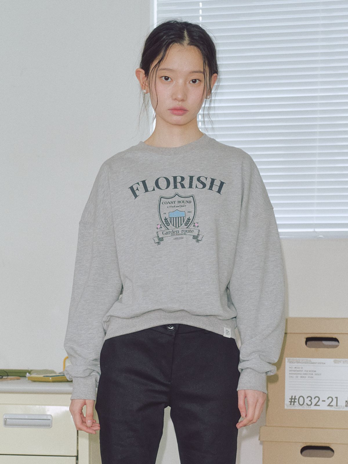 로우비(LOWBI) FLOWER FIELD SWEAT SHIRTS GREY