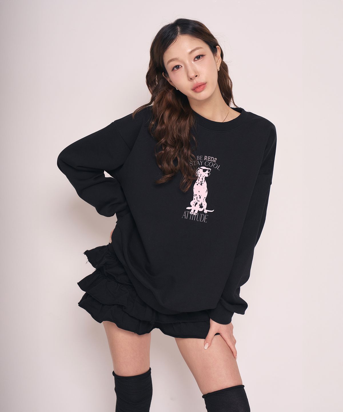 레디(RED.2) 달마시안 맨투맨 블랙핑크
