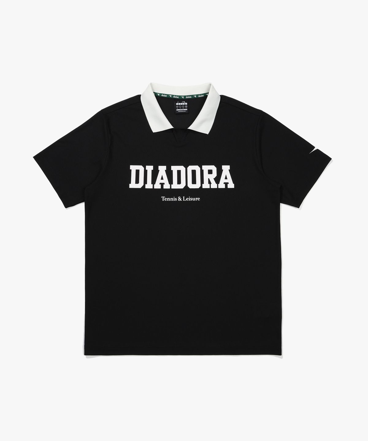 디아도라(diadora) 테니스 퍼포먼스 그래픽 카라 반팔 티셔츠 BLACK
