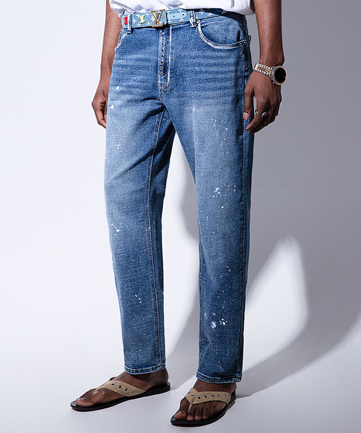 스트라이크(STRIKE) Abstract Splatter Slim Jeans (BLUE)