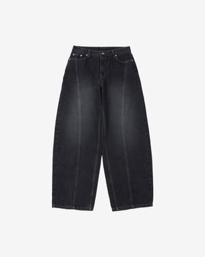 백플리츠 커브 데님 팬츠 (Washed Black)