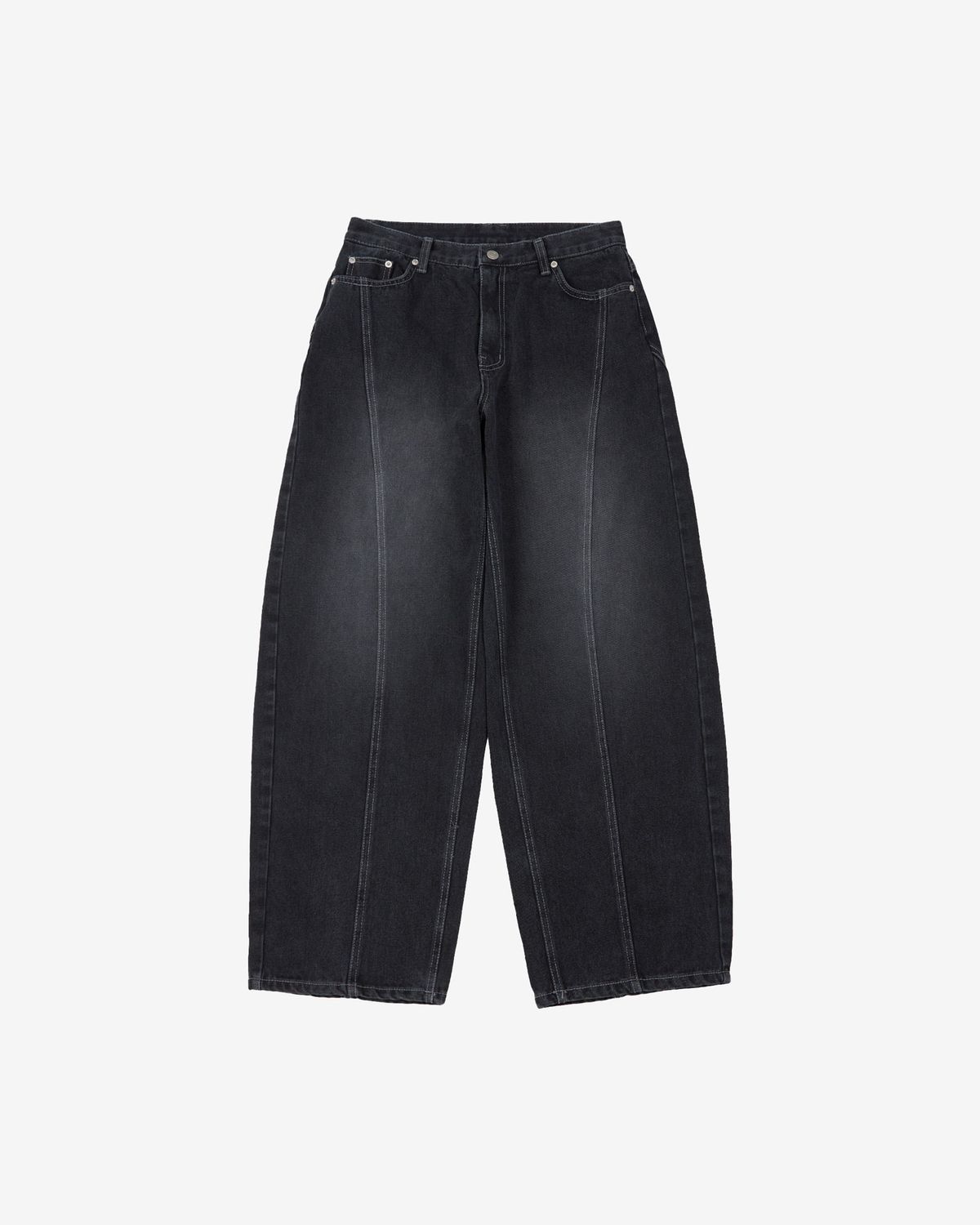 이넥시스(INEXCIS) 백플리츠 커브 데님 팬츠 (Washed Black)