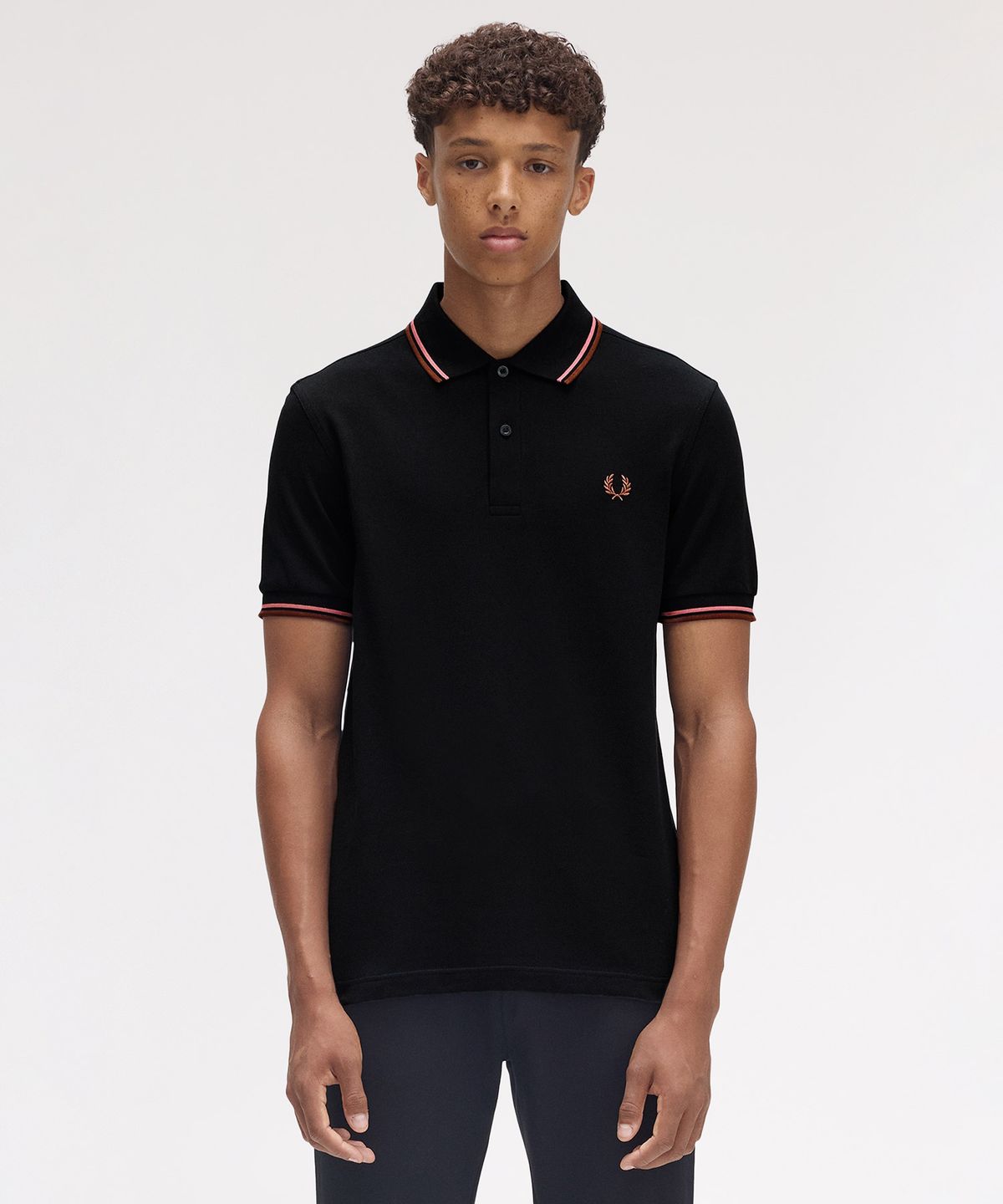 프레드페리(FRED PERRY) [M3600] 트윈 팁 프레드페리 셔츠 - 블랙/퍼티 핑크/위스키브라운 AFPM2513600-Y67
