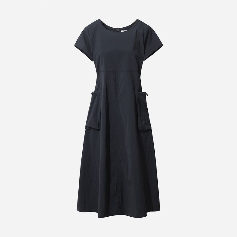 마이로 포켓 라운드 넥 원피스 여자(BLACK)