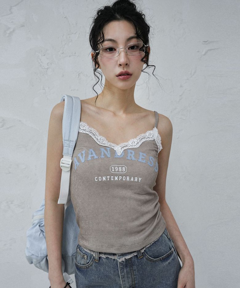 Vintage Lace Sleeveless KHAKI BEIGE