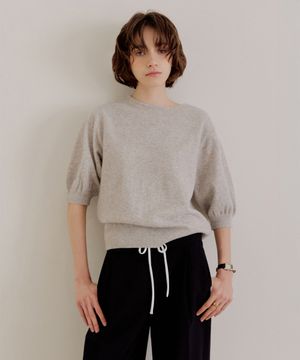 퓨어 울 벌룬 슬리브 니트 [멜란지그레이]