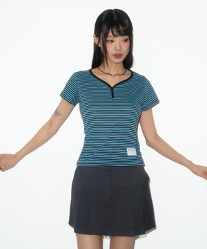 Peach neck-스카이 블루