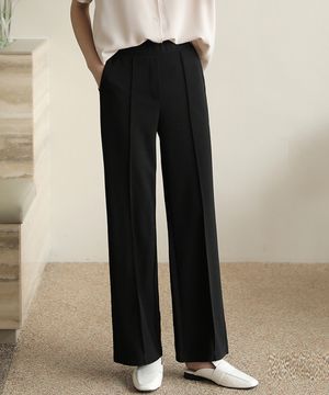 뒷밴딩 절개 스판 와이드 슬랙스 팬츠