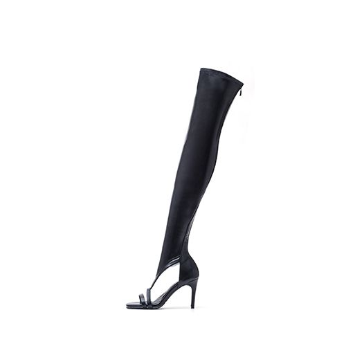 MUSINSA | SSIMEEZ Side cutout open toe boot heel (black)