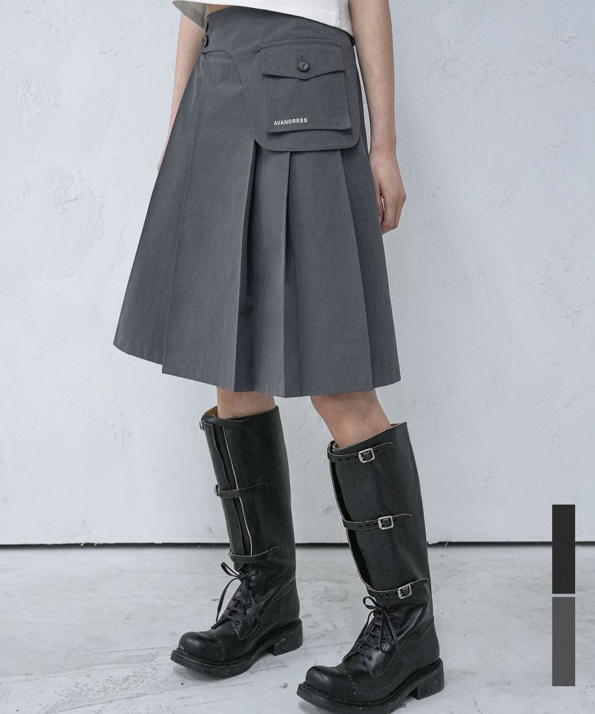 어반드레스(AVANDRESS) Saddle Midi Pleats Skirt - 2COL