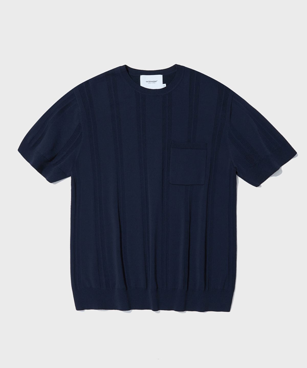 아웃스탠딩(OUTSTANDING) HS STRIPE CREW NECK KNIT_NAVY