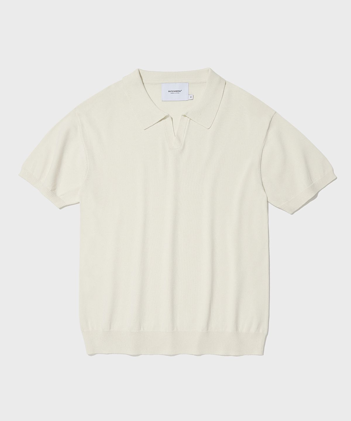 아웃스탠딩(OUTSTANDING) HS KNIT OPEN COLLAR SHIRT_IVORY