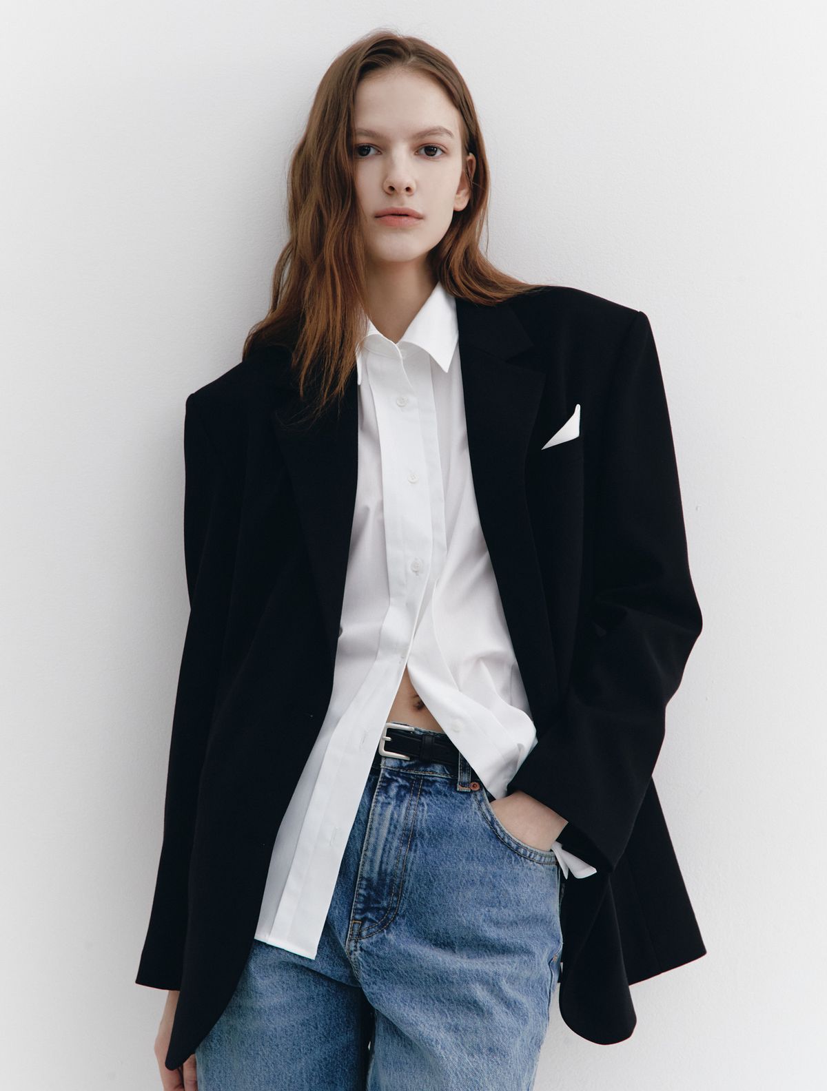 그레이데시온(GRAYDATION) Wool-Blend Single-breasted Blazer BLACK