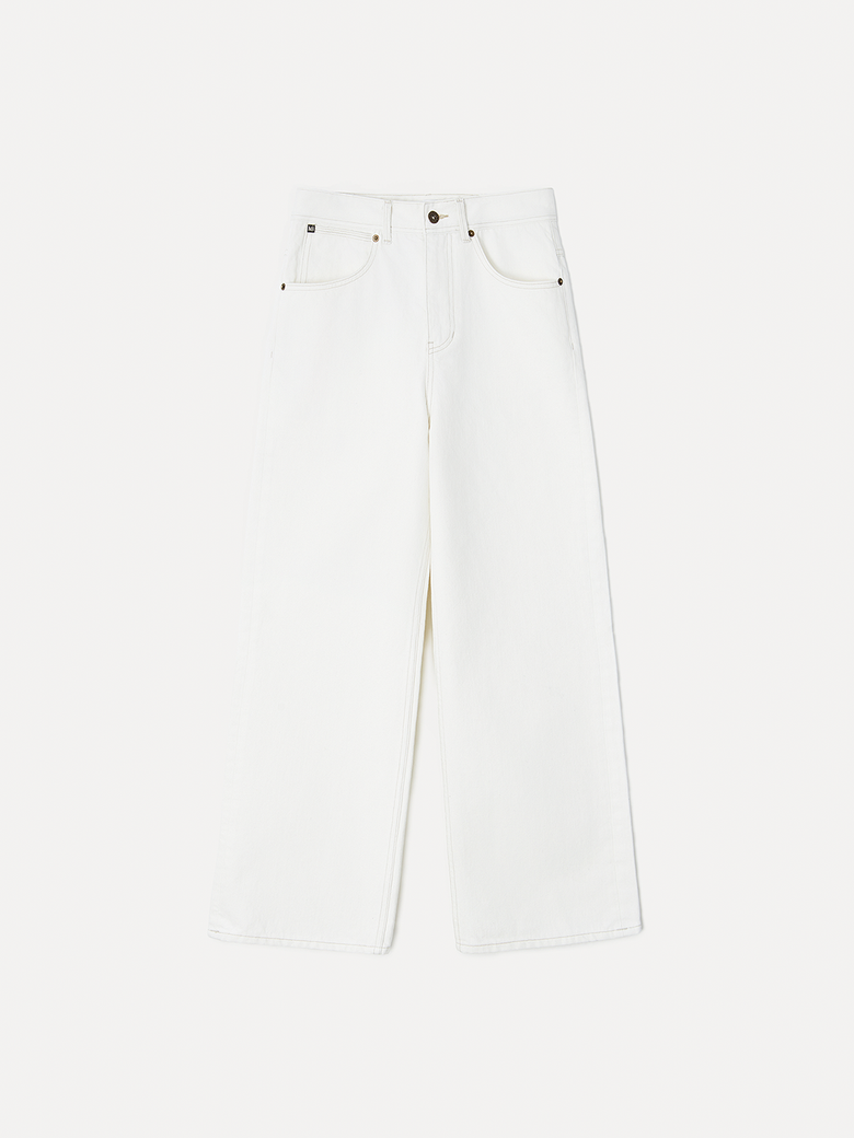 Elwood cinchback wide fit jeans white