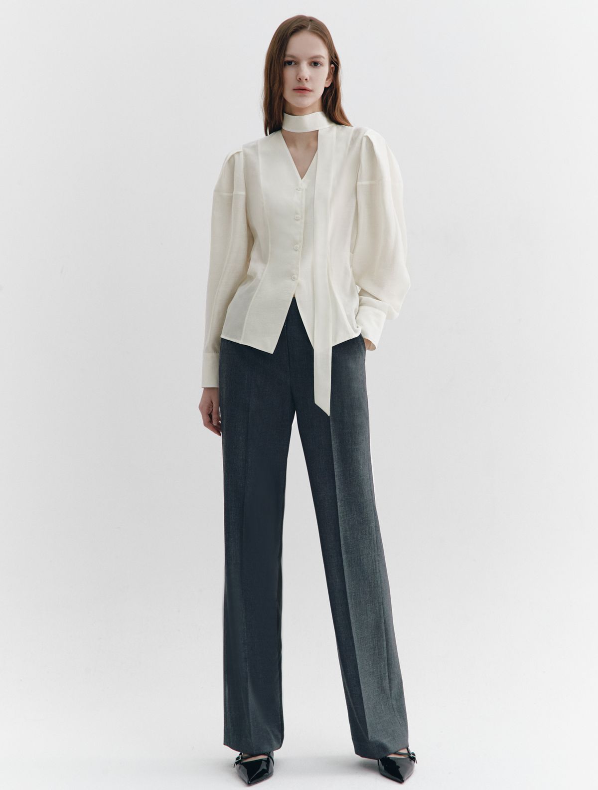 그레이데시온(GRAYDATION) Front Lip Pocket Semi Boots Cut Pants CHARCOAL GREY