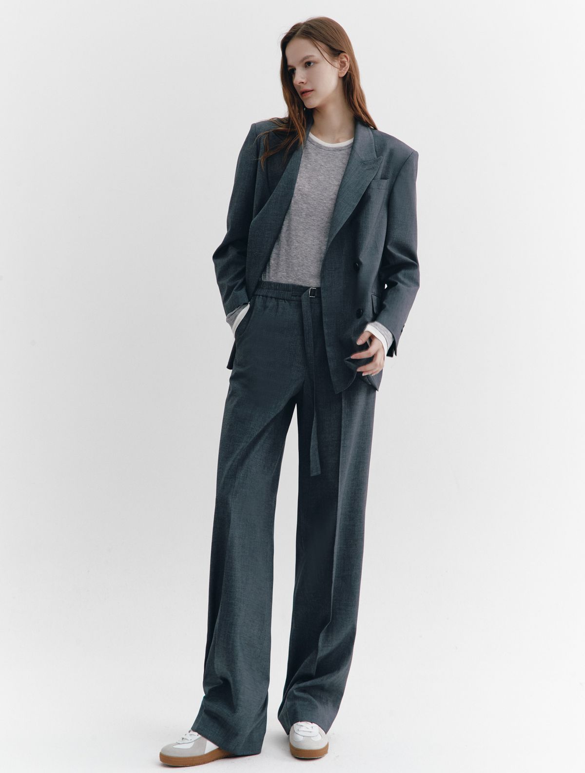 그레이데시온(GRAYDATION) Semi Wide Pull Baning Pants CHARCOAL GREY