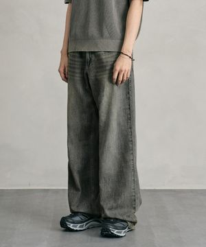 [린넨라이크]Linen Like Mid Rise Wide Jeans DCPT039RustBrown