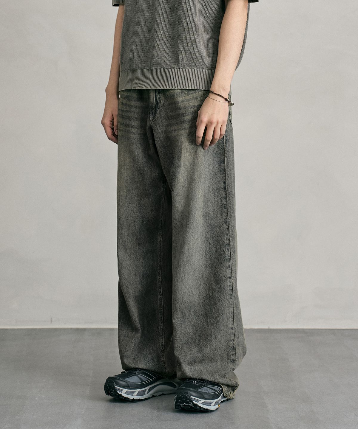 데케트(DECET) [린넨라이크]Linen Like Mid Rise Wide Jeans DCPT039RustBrown