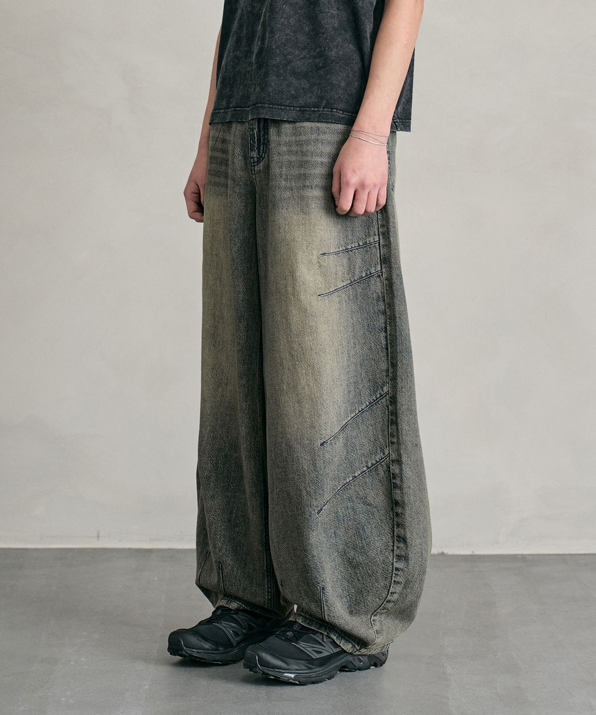 데케트(DECET) [린넨라이크]Linen Like Balloon Wide Jeans DCPT060RustBrown