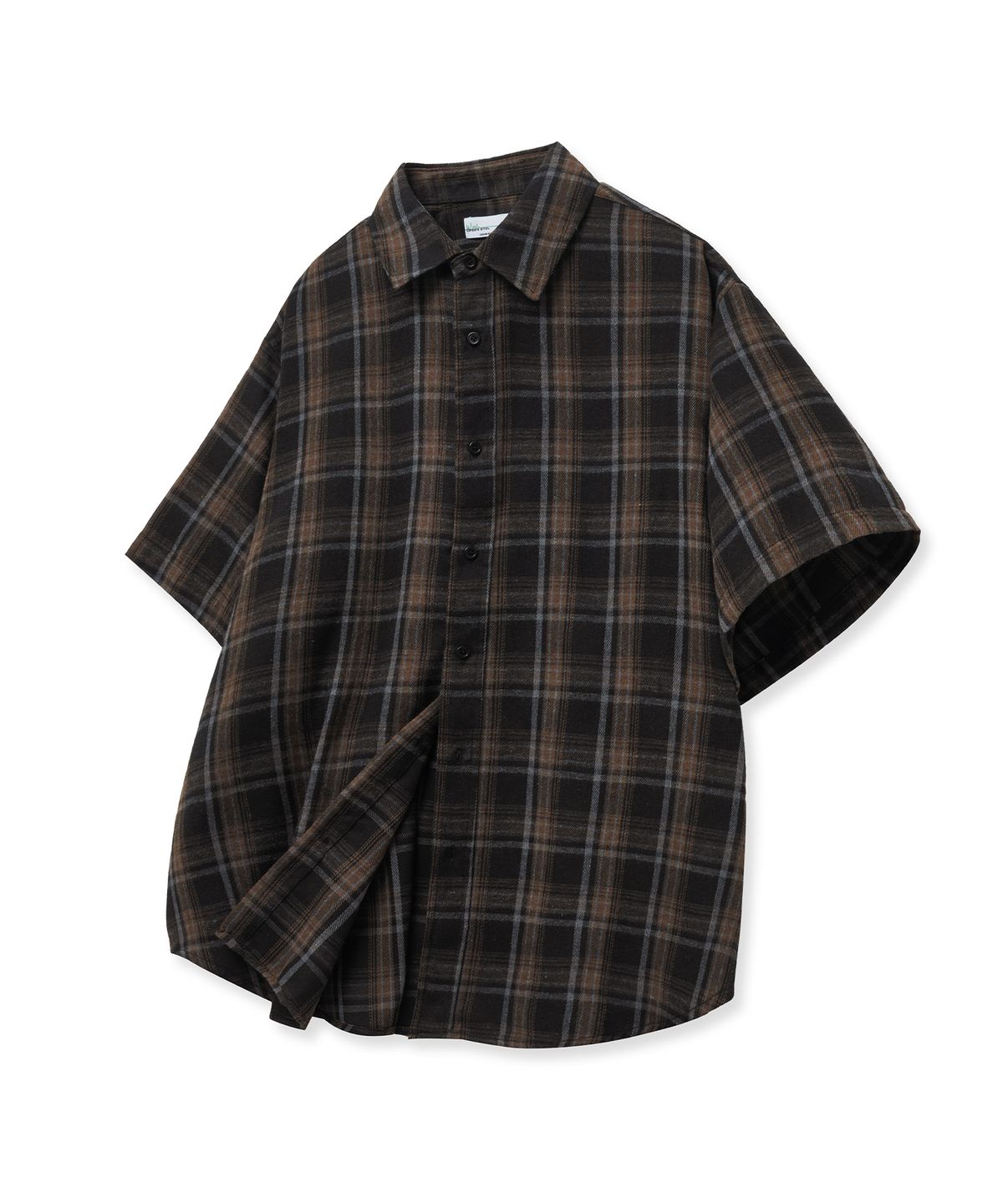 스탠다드에러(STANDARDERROR) 87-STAN200 레거시 빈티지 오버핏 반팔 체크 셔츠 블랙