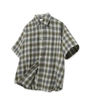 87-STAN205 미스티 포레스트 오버핏 반팔 체크 셔츠 그린